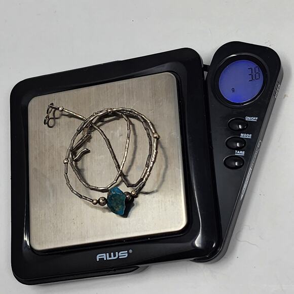 Sterling Silver Antique Vintage Genuine Raw Turquoise Necklace - Picture 6 of 7